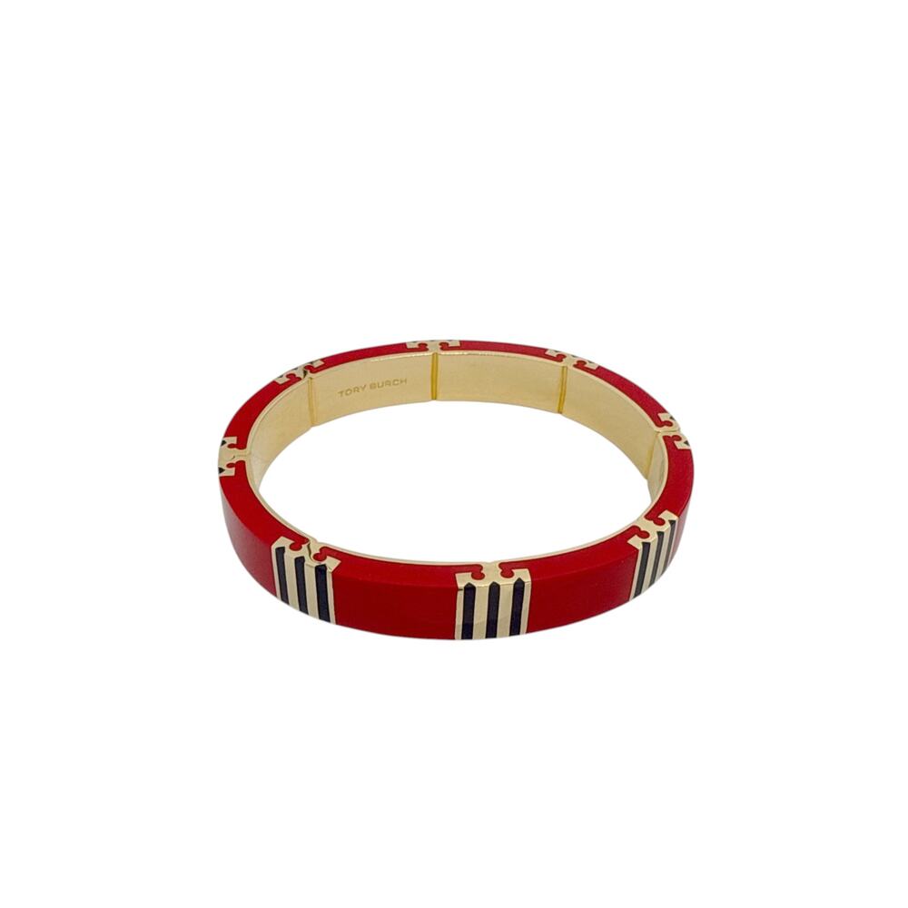 TORY BURCH Icon Enamel Bracelet in Tory Gold / Red / Navy